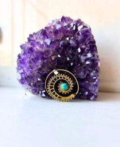 5/20 Pairs Turquoise Stone Spiral Brass Earrings