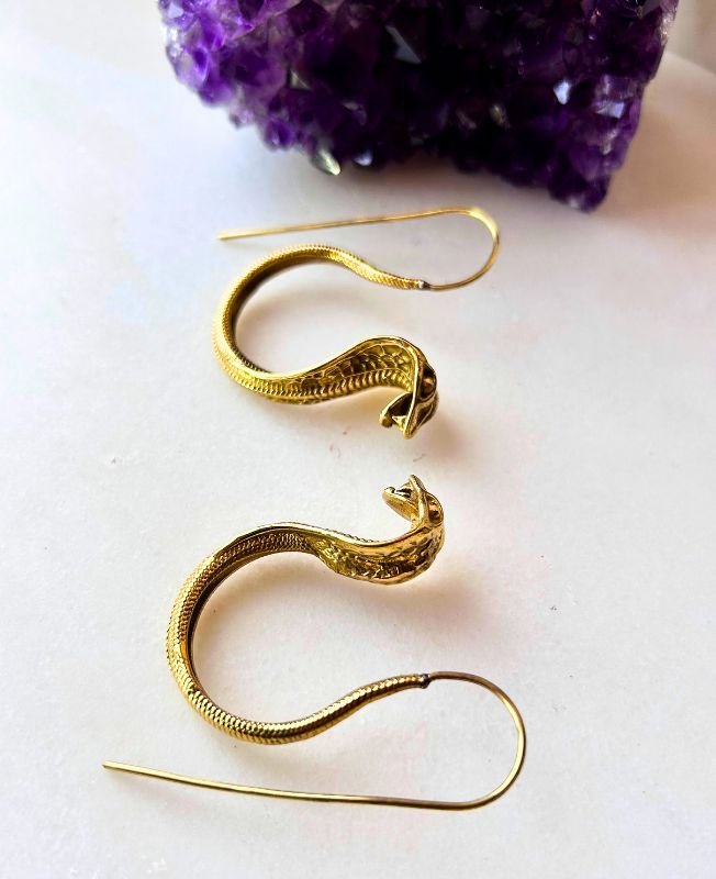 5/20 Pairs Spiral Snake Hoop Brass Earrings