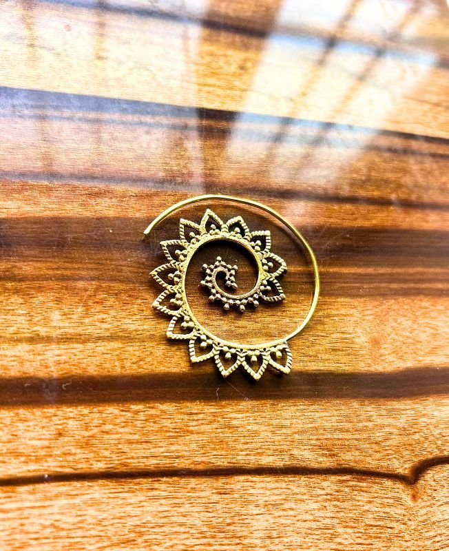 5/20 Pairs Sunburst Spiral Filigree Brass Earrings - Image 2