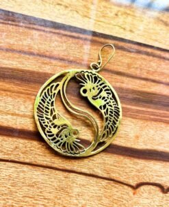 Alternative view of 5/20 Pairs Yin Yang Phoenix Filigree Brass Earrings