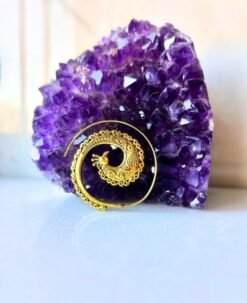 5/20 Pairs Peacock Spiral Filigree Brass Earrings