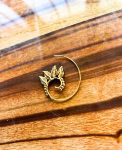 Alternative view of 5/20 Pairs Leaf Impression Spiral Brass Earrings