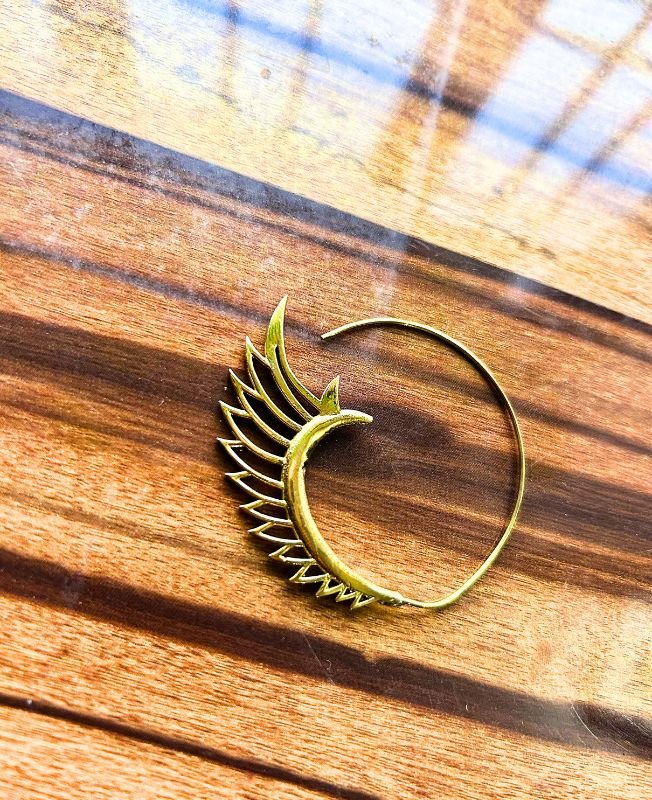 5/20 Pairs Wing Spiral Hoop Brass Earrings - Image 2
