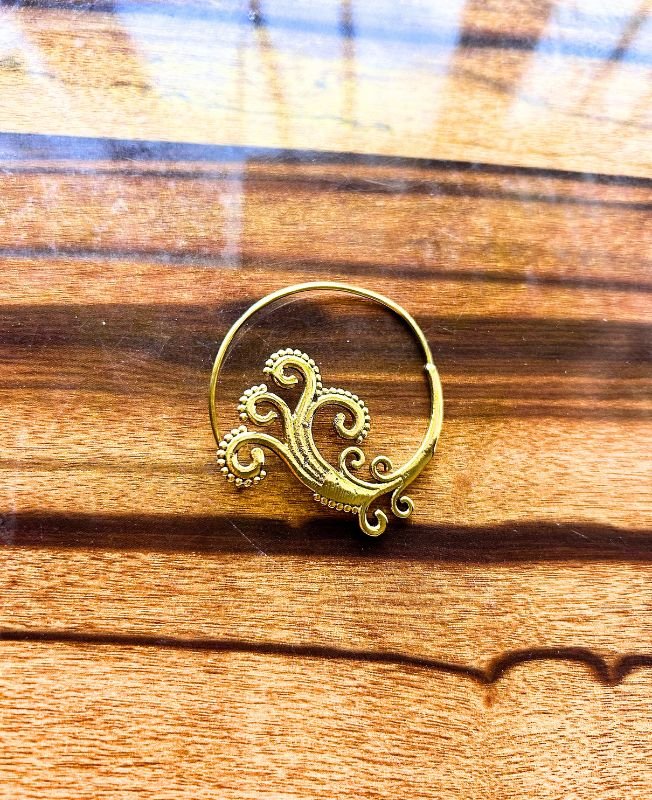 5/20 Pairs Bodhi Leaf Filigree Brass Earrings - Image 2