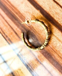 Alternative view of 5/20 Pairs Bamboo Style Hoop Brass Earrings