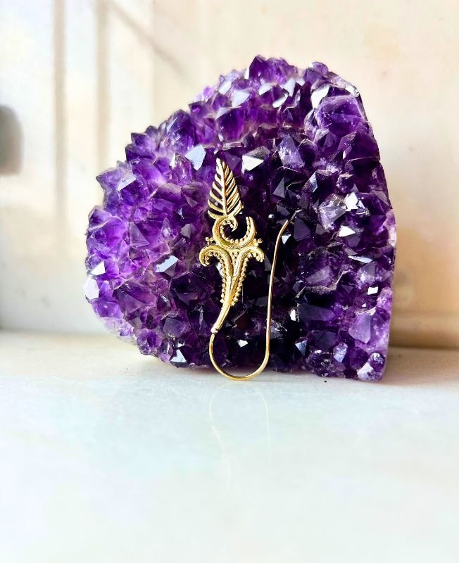 Filigree Leaf Brass Earrings