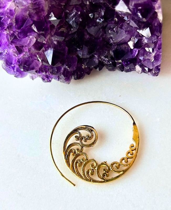 5/20 Pairs Petal Spiral Filigree Brass Earrings