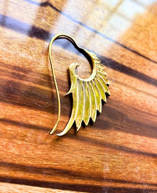 Wing Ear Cuff Spiral Brass Earrings - Image 2