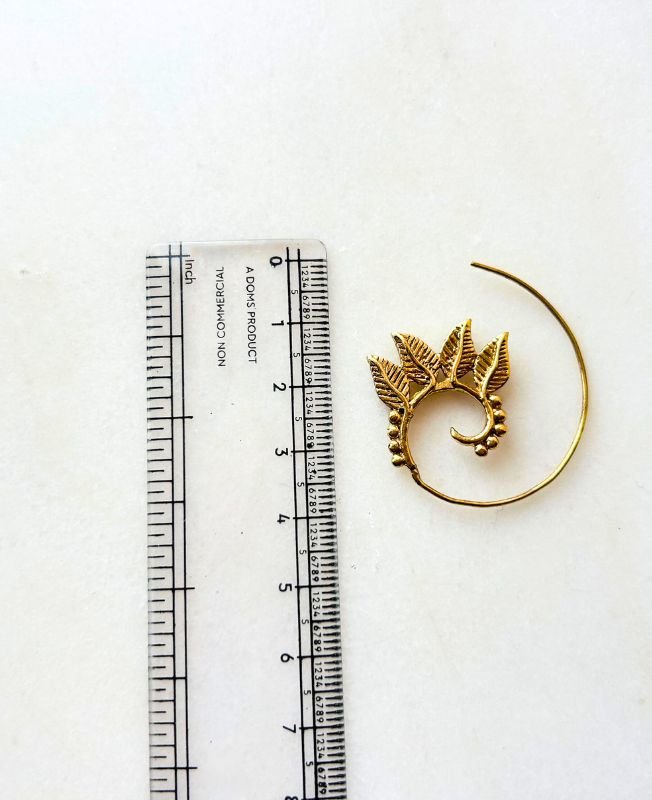 5/20 Pairs Leaf Impression Spiral Brass Earrings - Image 3