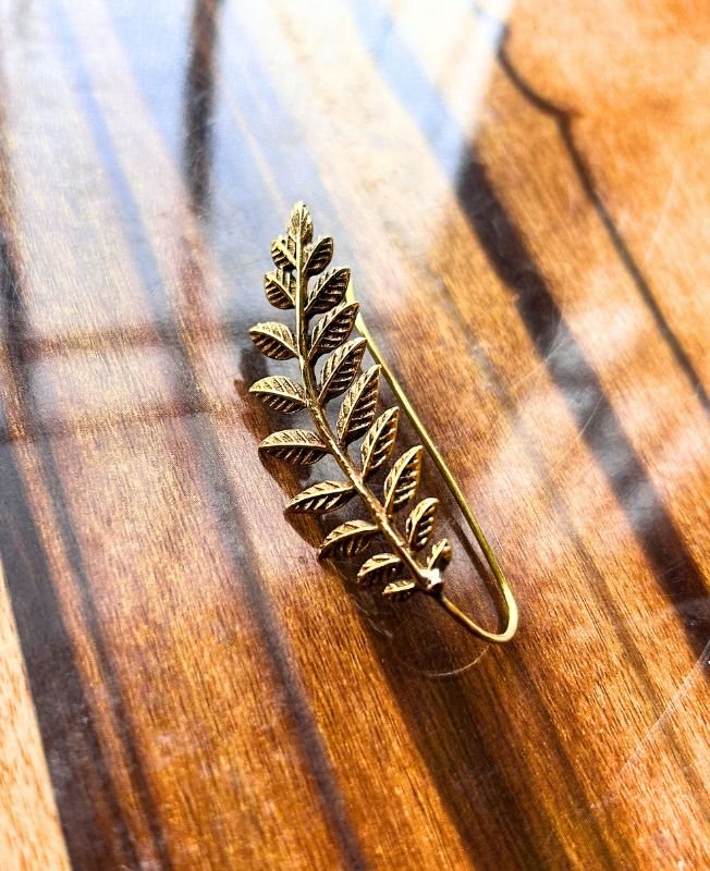5/20 Pairs Leaf Branch Spiral Brass Earrings - Image 2
