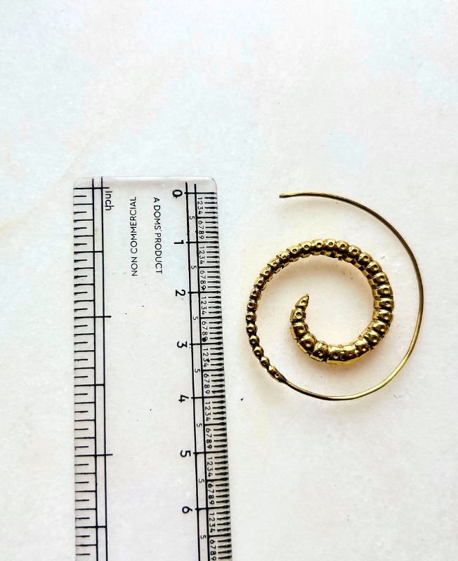 5/20 Pairs Spiral Tribal Hoop Brass Earrings - Image 3