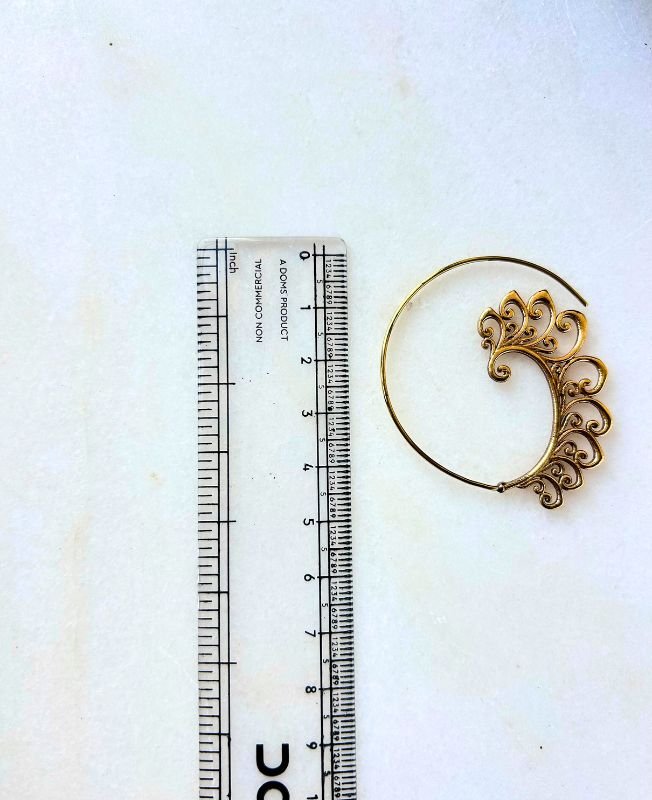 5/20 Pairs Fan Spiral Hoop Brass Earrings - Image 2