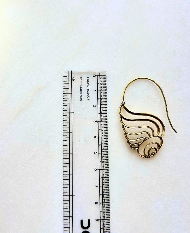 Wing Filigree Hoop Brass Earrings - Image 3