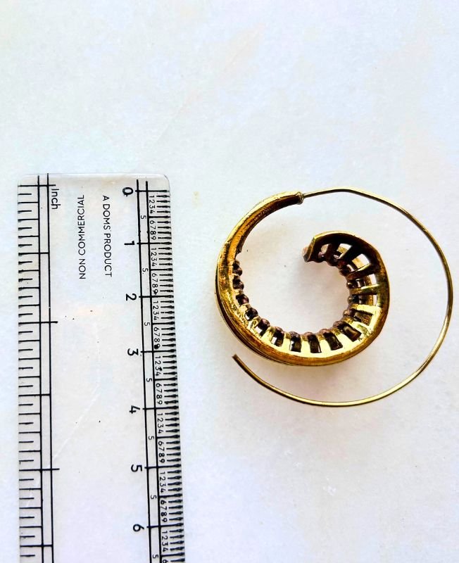 5/20 Pairs Fusion Tribal Spiral Brass Earrings - Image 3