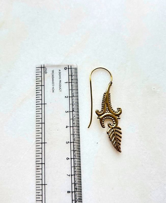 Filigree Leaf Brass Earrings - Image 3