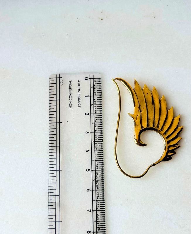 Wing Ear Cuff Spiral Brass Earrings - Image 3