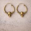 5/20 Pairs Skull Hoop Brass Earrings