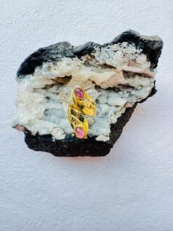 Alternative view of 5/20 Pieces Dual Amethyst Stones Brass Ring