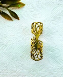Alternative view of Tree Cutwork Brass Dreadlock Bead