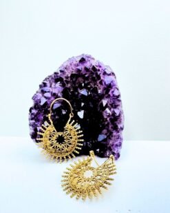 5/20 Pairs Sunburst Mandala Brass Earrings