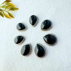 Alternative view of Black Onyx Teardrop Grooved Stones Connectors