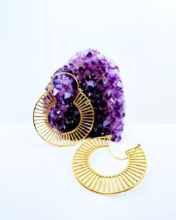 5/20 Pairs Radiating Line Hoop Brass Earrings