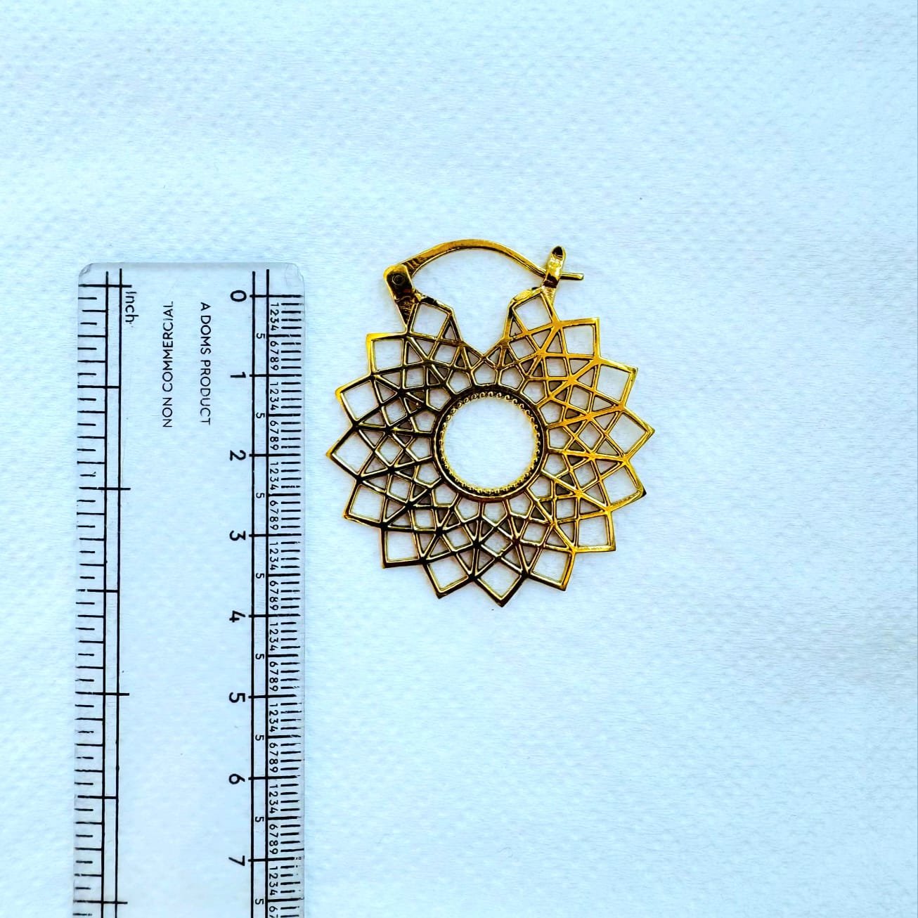 5/20 Pairs Sun Mandala Hoop Brass Earrings - Image 3