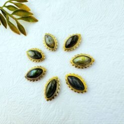 Labradorite Eye Shape Grooved Stones Connectors