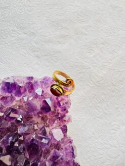 5/20 Pieces Garnet Stone Spiral Brass Ring