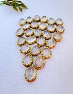 Oval Grooved stones - Rose Quartz Connectors for Micro Macrame