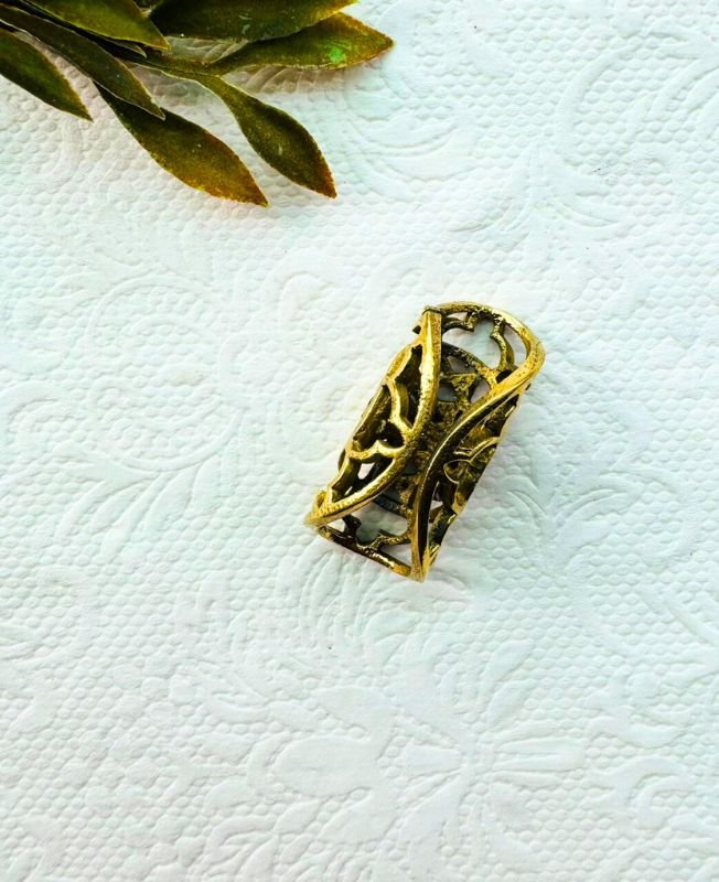 Crosshatch Brass Dreadlock Bead - Image 3