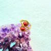 5/20 Pieces Coral Red Stone Spiral Brass Ring
