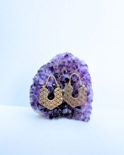 5/20 Pairs Lattice U Shape Hoop Brass Earrings