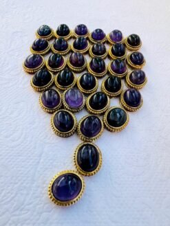 Alternative view of Oval Grooved stones - Amethyst Connectors for Micro Macrame