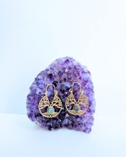 5/20 Pairs Teardrop Life of Tree Hoop Brass Earrings