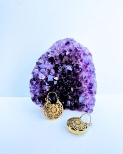 5/20 Pairs Detailed Mandala Hoop Brass Earrings