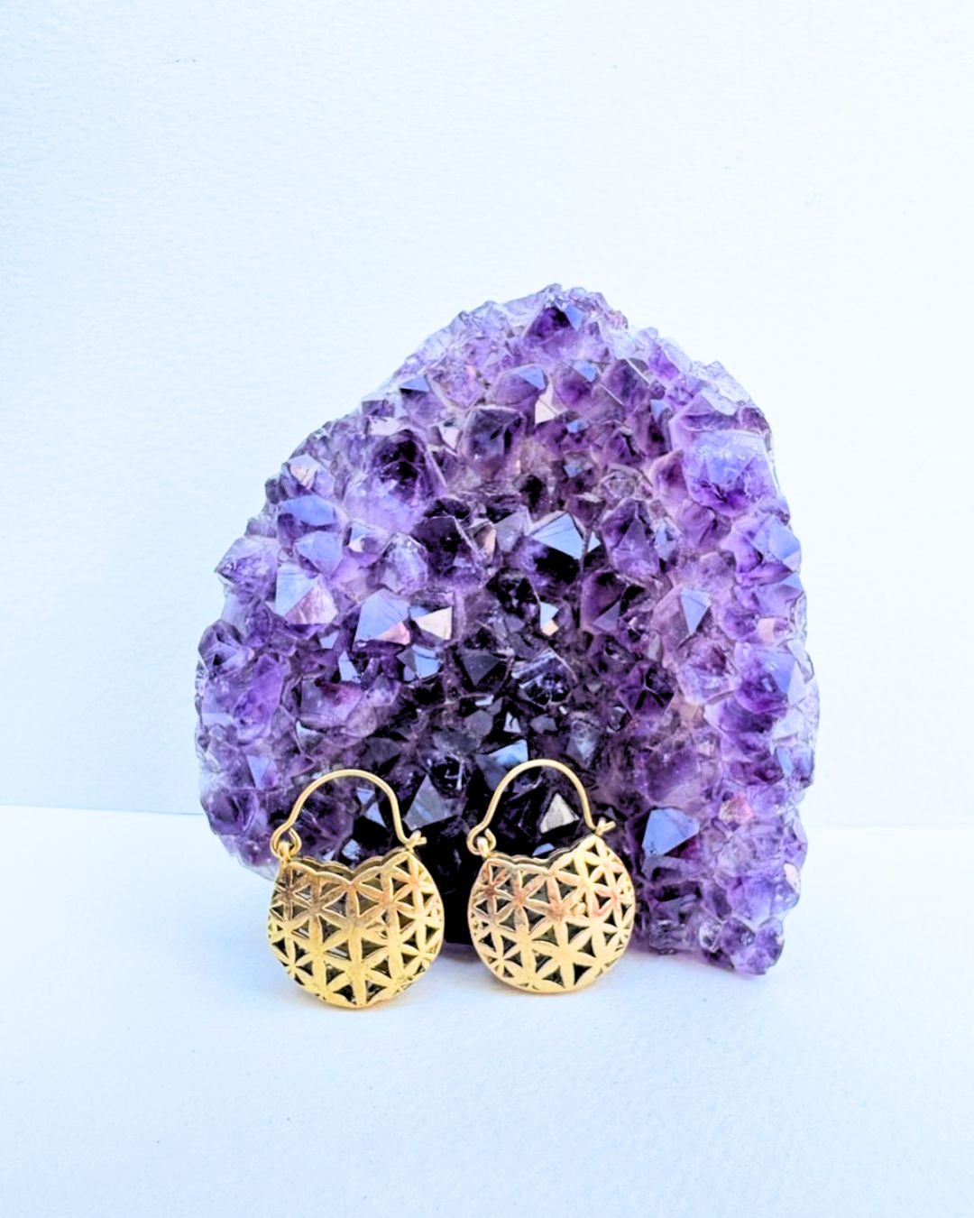 5/20 Pairs Triangle Cut Out Hoop Brass Earrings