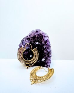 5/20 Pairs Ornate Crescent Filigree Hoop Brass Earrings