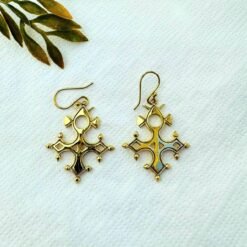 Alternative view of 5/20 Pairs Tuareg Cross Brass Earrings