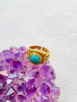 5/20 Pieces Turquoise Statement Brass Ring