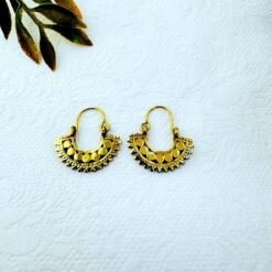 Alternative view of 5/20 Pairs Tribal Crescent Hoop Brass Earrings