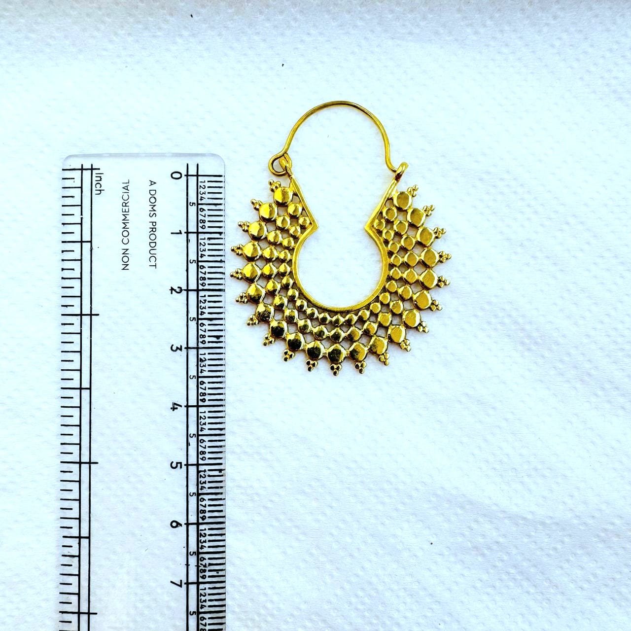 5/20 Pairs Beaded Layered Hoop Brass Earrings - Image 3