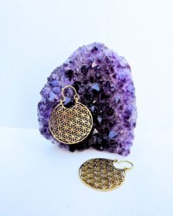 5/20 Pairs Flower of Life Hoop Brass Earrings