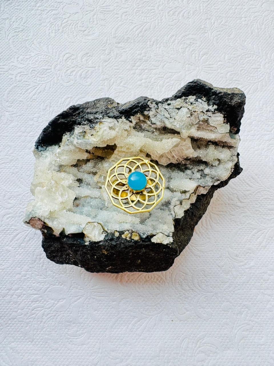 5/20 Pieces Lotus Grid Brass Ring - Image 2