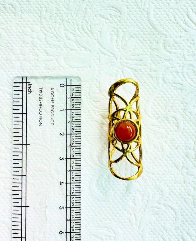 Carnelian Stone Brass Dreadlock Bead - Image 4