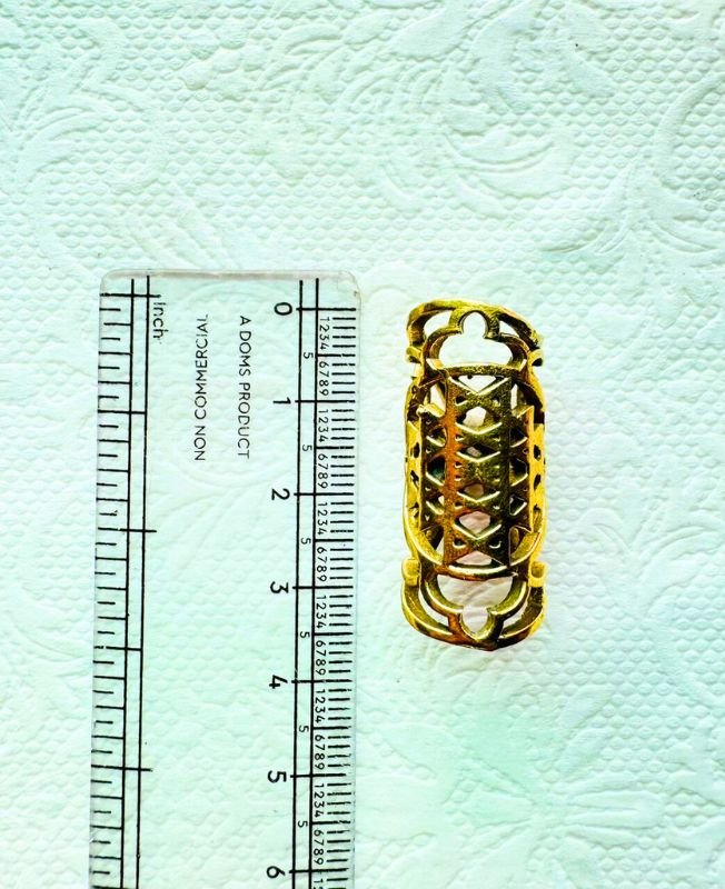 Crosshatch Brass Dreadlock Bead - Image 4