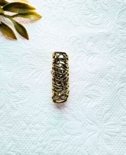 Alternative view of Intricate Lattice Brass Dreadlock Bead