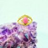 5/20 Pieces Pink Gemstone Brass Ring