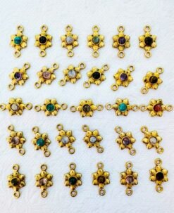 Flower Brass Gemstone Connectors
