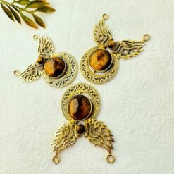 Alternative view of Big Tiger Eye Ethnic Brass Pendant for Jewelry Making